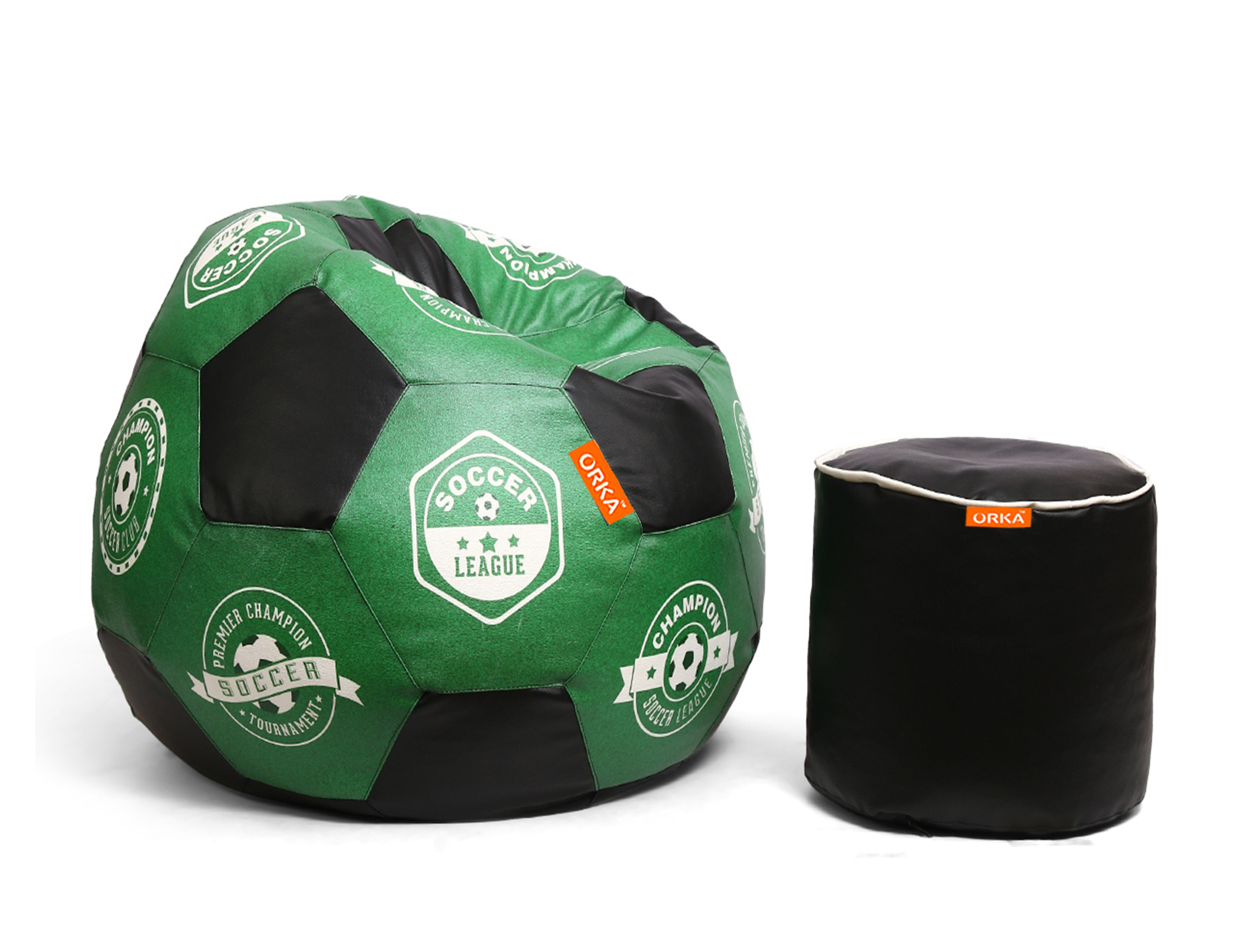 Orka Digital Printed XXXL Foorball With Mathching Footstool Filled Bean Bag With Beans (FB47 Multicolor) view 2